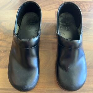 Black Leather Clogs